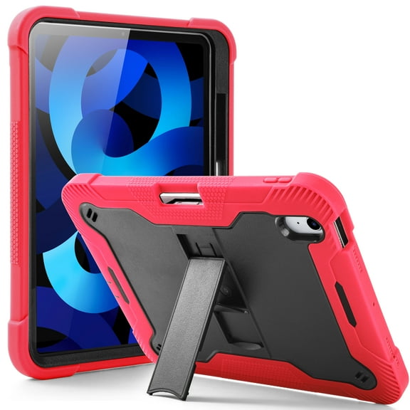 KIQ Guardian iPad 10.9 Case iPad 10th Generation Case 2022, Hybrid Shockproof Cover w/ Kickstand for Apple iPad 10.9 10th Gen - Black/Red