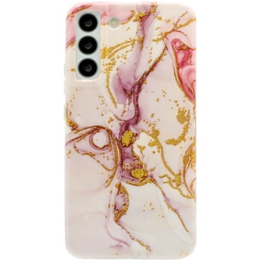 KIQ Marble TPU Series For Samsung Galaxy S22 Plus Case Soft Shockproof Marble Glittery Protective S22+ Case For Samsung Galaxy S22 Plus 2022 (Dusty Pink)