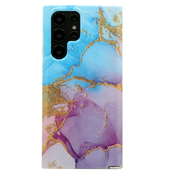 KIQ Marble TPU Series For Samsung Galaxy S22 Ultra Case Soft Shockproof Marble Glittery Protective S22 Ultra Case For Samsung Galaxy S22 Ultra 2022 (Marble Blue Purple)