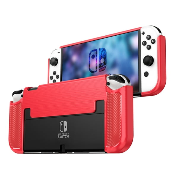 KIQ Protective Case Lightweight Shockproof Skin with TPU Ergonomic Grip For Nintendo Switch OLED 2021 (Red)