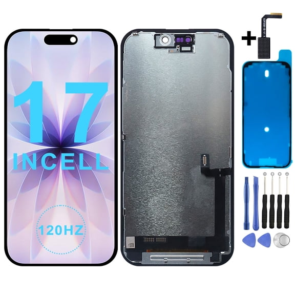 KIQ Replacement LCD Screen Full Assembly with Digitizer Compatible with Apple iPhone 17(Incell 120HZ) (With Repair Tool Set)