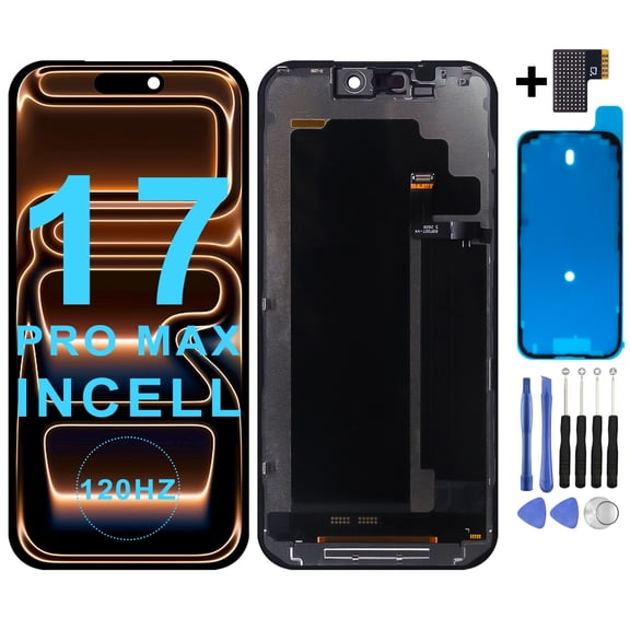 KIQ Replacement LCD Screen Full Assembly with Digitizer Compatible with Apple iPhone 17 Pro Max(Incell 120HZ) (With Repair Tool Set)