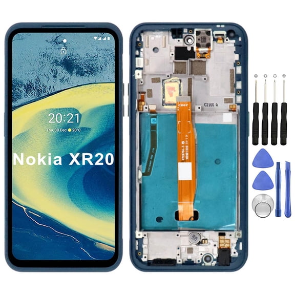 KIQ Replacement LCD Screen Full Assembly with Digitizer Compatible with Nokia XR20(With Frame)(Blue)