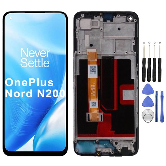 KIQ Replacement LCD Screen Full Assembly with Digitizer Compatible with OnePlus Nord N200(With Frame)