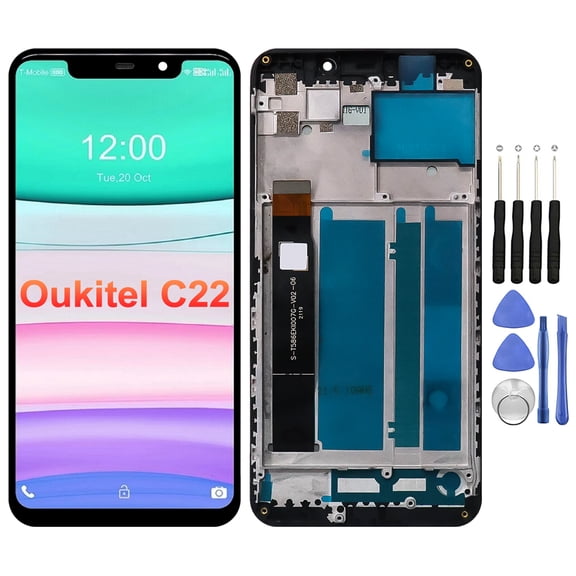 KIQ Replacement LCD Screen Full Assembly with Digitizer Compatible with Oukitel C22(Witht Frame)