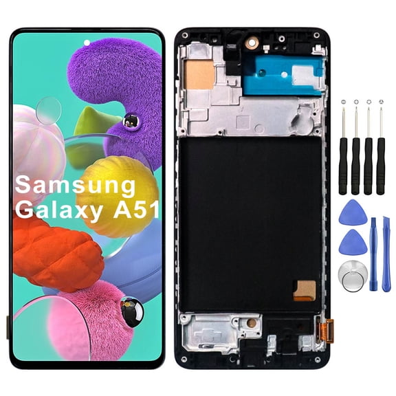 KIQ Replacement LCD Screen Full Assembly with Digitizer Compatible with Samsung Galaxy A51(A515/2019)(With Frame)