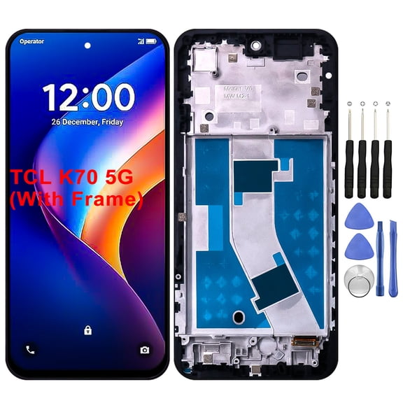 KIQ Replacement LCD Screen Full Assembly with Digitizer Compatible with TCL K70 5G (With Frame) (With Repair Tool Set)
