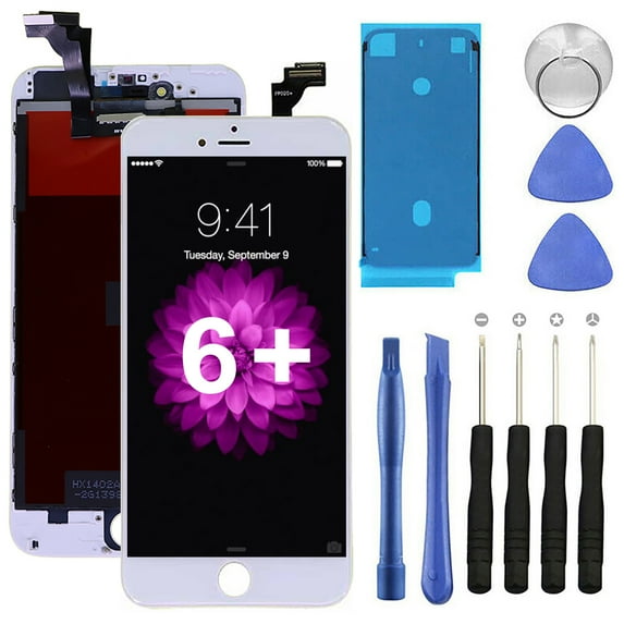 KIQ Replacement LCD Screen Full Assembly with Digitizer Compatible with iPhone 6 Plus(Standard)(White)
