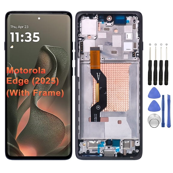 KIQ Replacement OLED Screen Full Assembly with Digitizer Compatible with Motorola Edge (2025) XT2519(With Frame) (With Repair Tool Set)