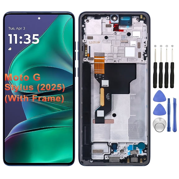 KIQ Replacement OLED Screen Full Assembly with Digitizer Compatible with Motorola Moto G Stylus (2025) XT2517(With Frame) (With Repair Tool Set)