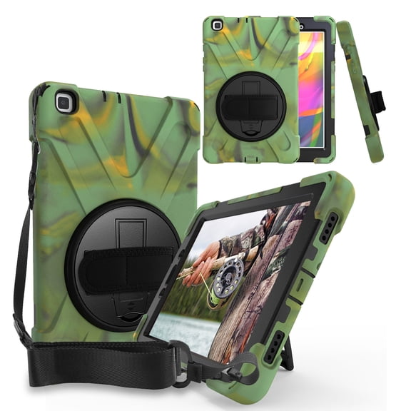 KIQ Samsung Galaxy Tab A 8.0 Case 2019 Model T290/T295, Heavy Duty Military Shockproof Case for Samsung Galaxy Tab A 8.0 SM-T290 SM-T295 SM-T297 - Camouflage