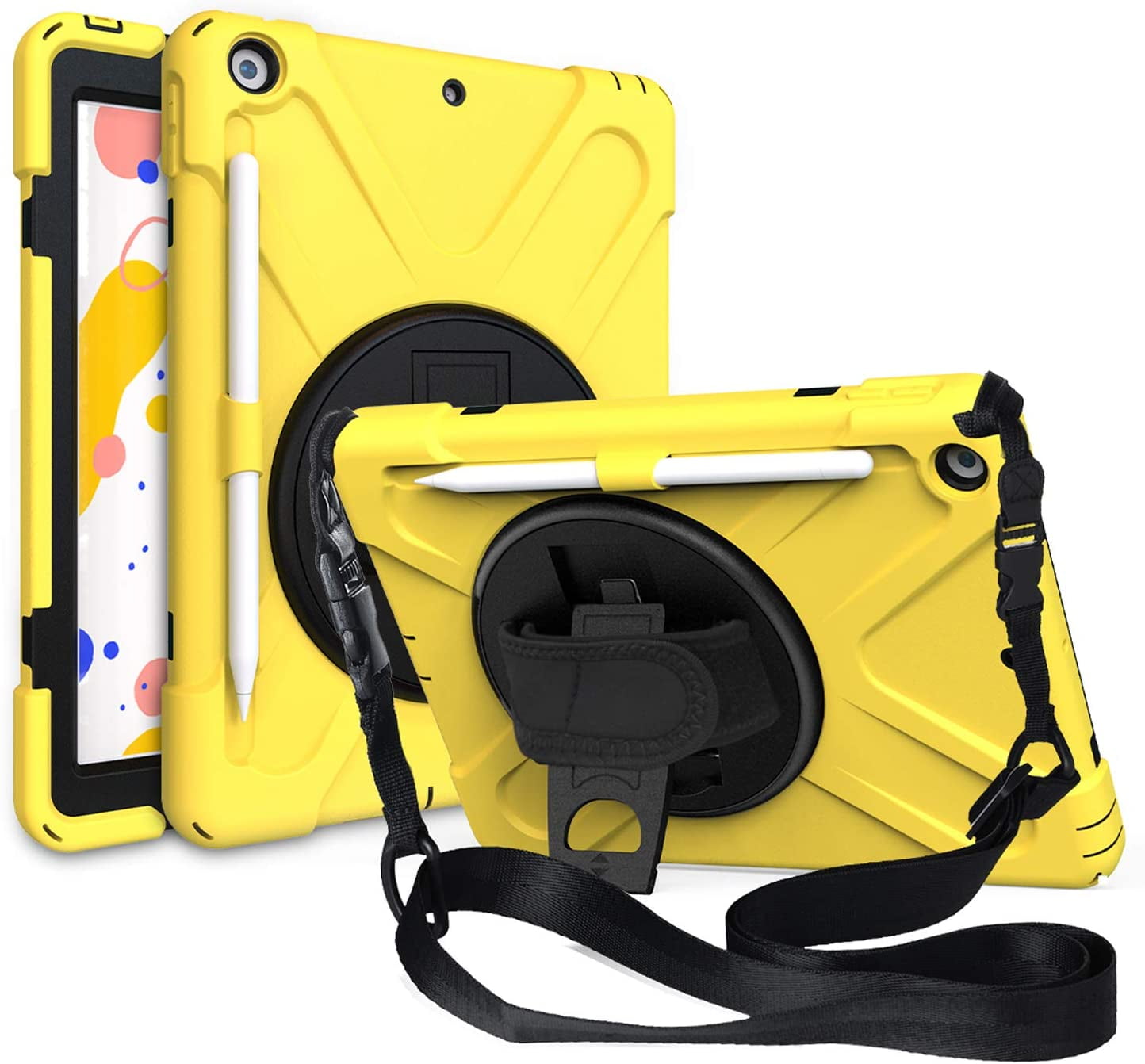 XZC iPad 9th/8th/7th Generation Case (iPad 10.2 Case 2021/2020/2019)  Shockproof Drop Protection iPad Cover with Pencil Holder Kickstand Shoulder  Strap