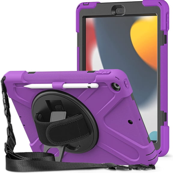 KIQ Shield 10.2 inch iPad Case 9th Generation, iPad 8th & 7th Generation Case 2021/2020/2019, Heavy Duty Rugged Protective Cover for iPad 9 8 7 Gen 10.2 Inch iPad Case for Kids - Purple