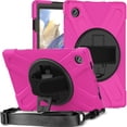 thumbnail image 1 of KIQ Shield Series for Samsung Galaxy Tab A8 Case 10.5" 2022 SM-X200/X205/X207 w/ Rotating Hand Strap Stand Shoulder Strap Heavy Duty Shockproof Kids Galaxy Tab A8 10.5 Case - Hot Pink, 1 of 10