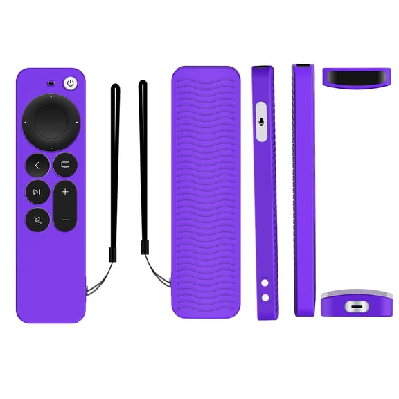 KIQ Silicone Protective Cover for Apple TV Siri Remote 4K/HD (2nd & 3rd Gen), Anti-Slip Shockproof (Purple)