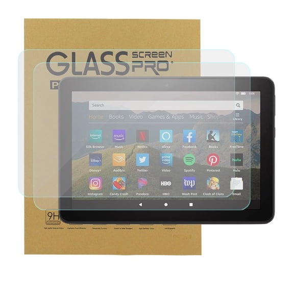 KIQ Tempered Glass Screen Protector Clear Self-Adhere Bubble-Free Scratch-Resistant for Amazon Kindle Fire HD 8 8+ 8.0 PLUS 2020 Release [10th Gen]