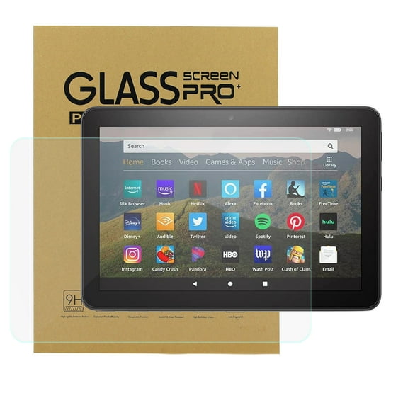 KIQ Tempered Glass Screen Protector Clear Self-Adhere Bubble-Free Scratch-Resistant for Amazon Kindle Fire HD 8 8+ 8.0 PLUS 2020 Release [10th Gen]