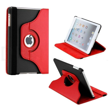 KIQ iPad 9.7 2nd 3rd 4th Gen Case PU Faux Leather Protection Cover Multi-View for Apple iPad 9.7-inch [Black Red]