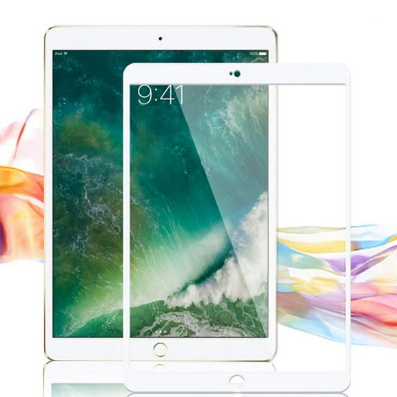 KIQ iPad 9.7 Screen Protector, Fits iPad Air 1/Air 2/Pro 9.7/5th(2017)/6th(2018), Tempered Glass Screen Clear (Beveled White) for Apple iPad 9.7-inch [1 Pack]