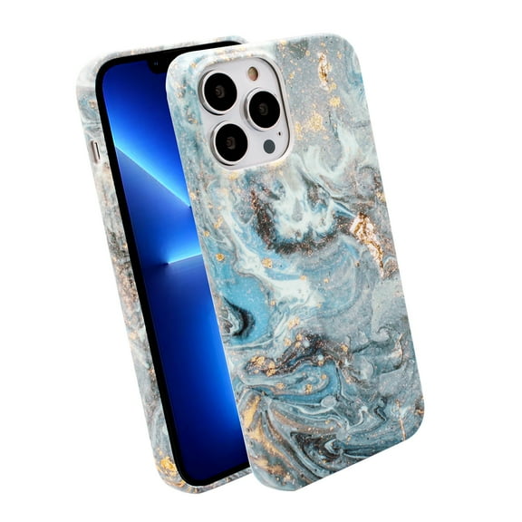 KIQ iPhone 13 Pro Case, Womens Fashion Slim Cell Phone Case Protective Cover (Watercolor Blue)