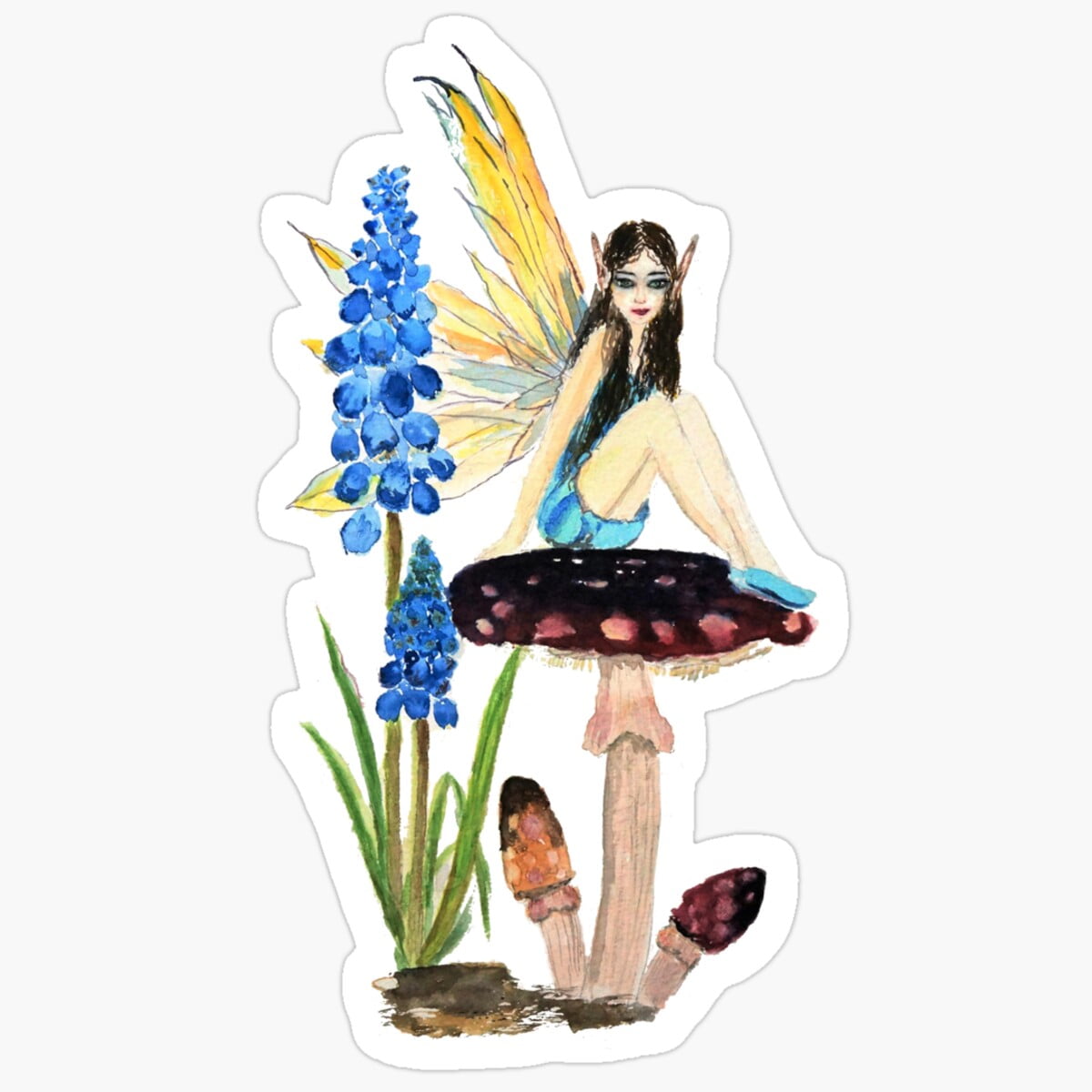 KIRA Fairy Sitting On Mushroom Fantasy Arts Sticker Birthday Gifts ...