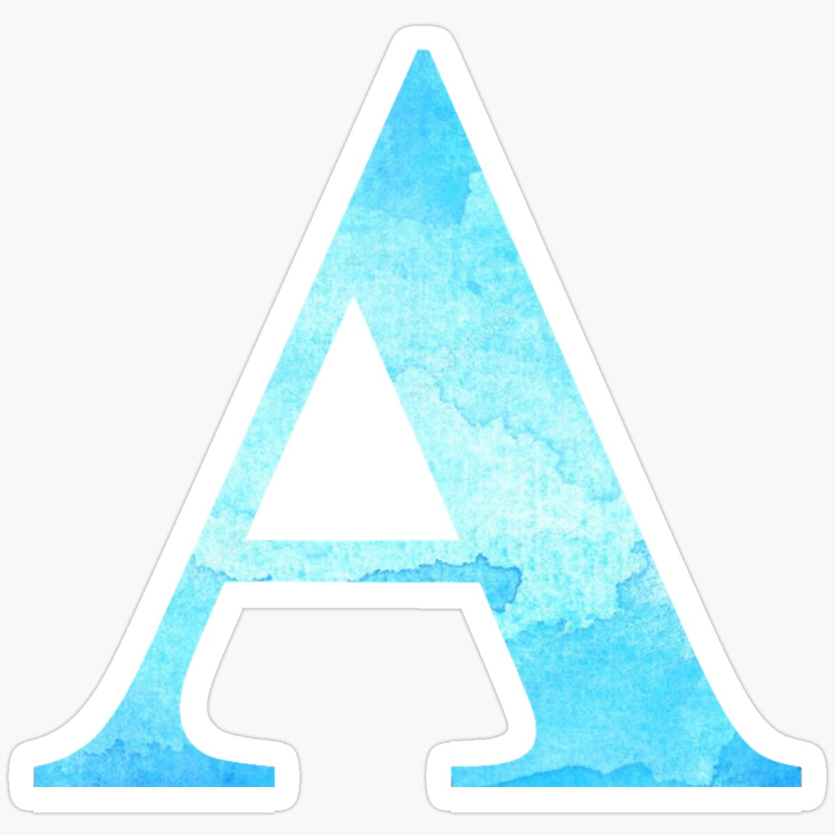 KIRA The Letter A- Light Blue And Dark Blue Gradient Watercolor Sticker ...