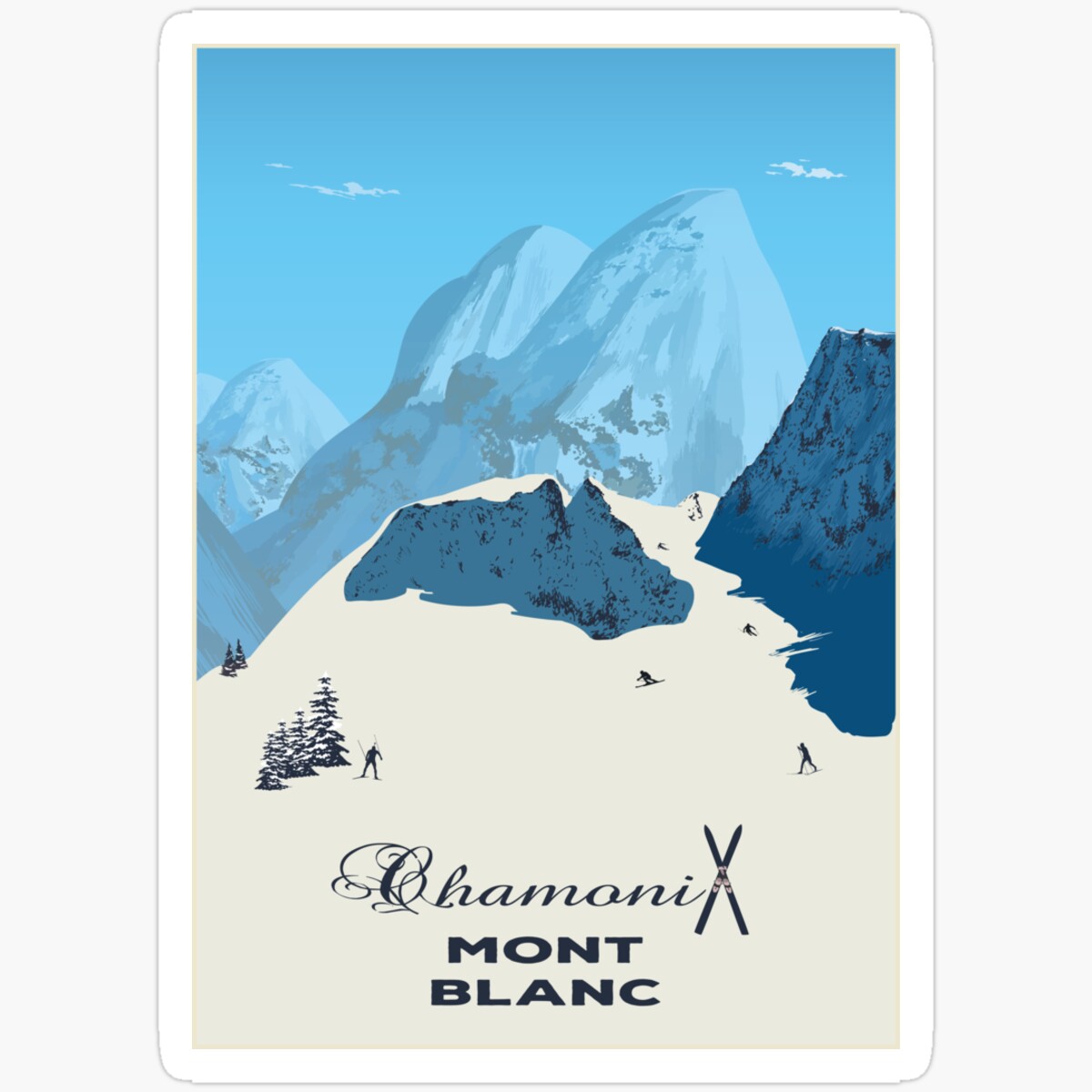 KIRA Mont Blanc, Chamonix, Travel Poster Sticker Birthday Gifts ...