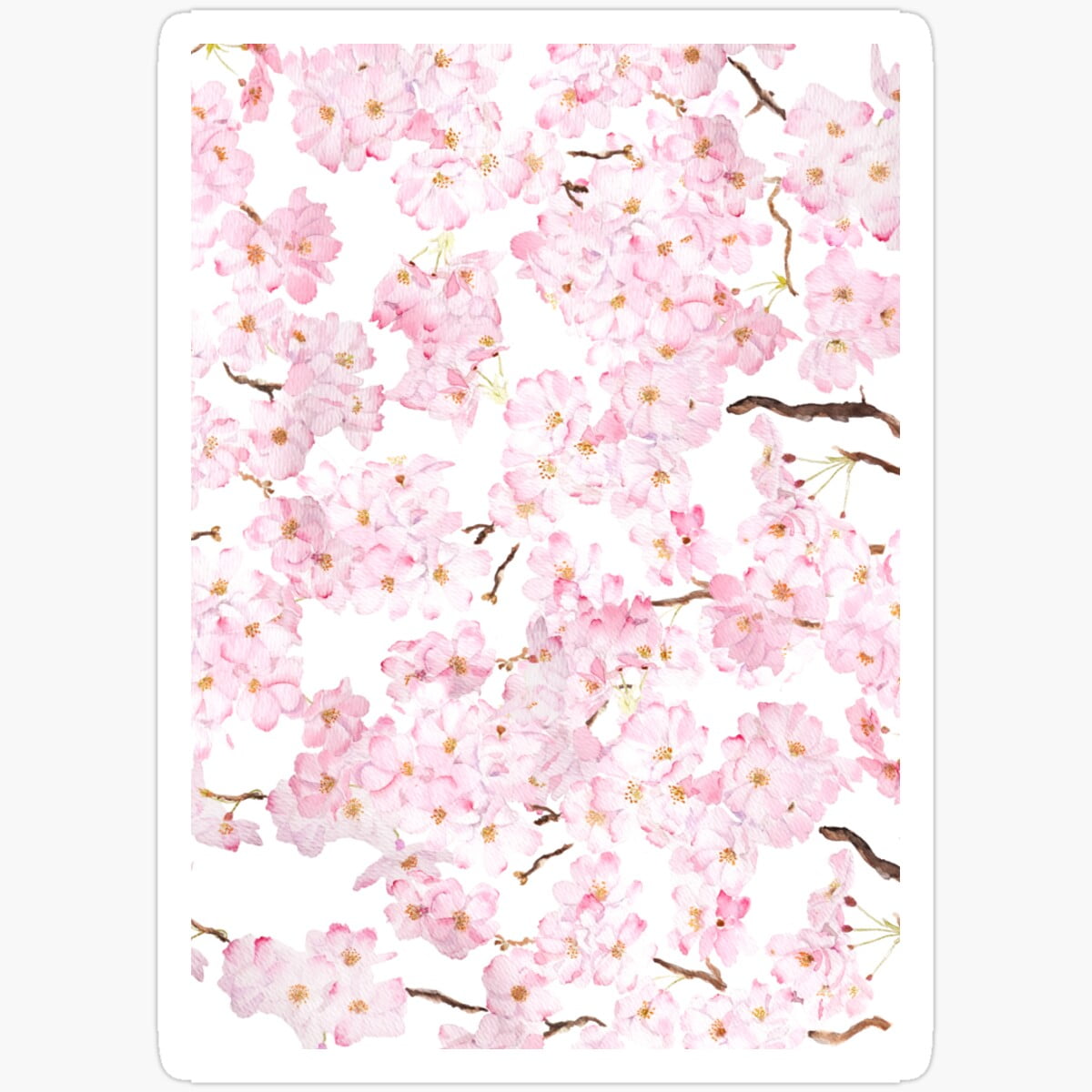 KIRA Pink Cherry Blossom Pattern In White Sticker Birthday Gifts ...