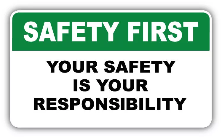 Sticker Safety First Sign KIRA Safety First Warning Sign Responsibility Car Bumper Sticker Decal ...