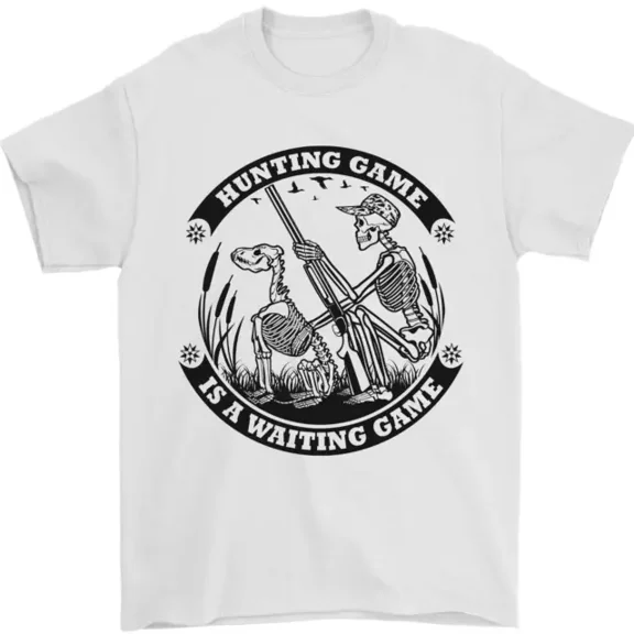 KIRAA Hunting Game Is A Waiting Game Hunter Skull Mens T-Shirt