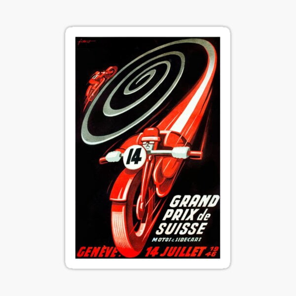 KIRAKIRA 1946 Swiss Grand Prix Motorcycle Racing Sticker - Walmart.com