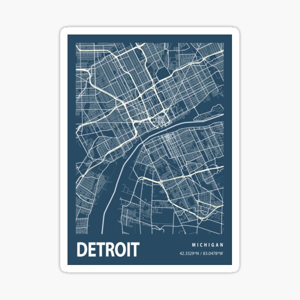 KIRAKIRA Detroit Blueprint City Map Sticker - Walmart.com