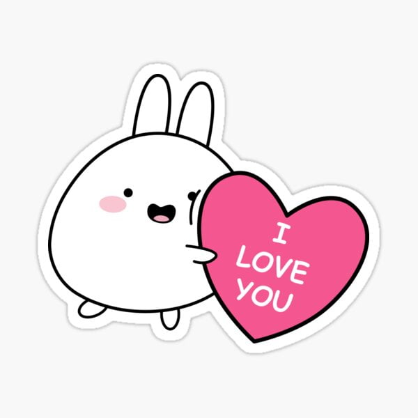 KIRAKIRA I love you sticker, Cute white rabbit sticker, Valentines day ...