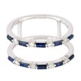 thumbnail image 1 of KIRAN FINE JEWEL Baguette Blue Sapphire CZ Diamond Band Ring Yellow Gold Plated 925 Silver Wedding Women Gemstone Statement Jewelry Gift For Her, 1 of 1