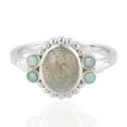 thumbnail image 1 of KIRAN FINE JEWEL Bezel Oval Gray Labradorite Opal Cocktail Band Ring 925 Silver Wedding Engagement Women Gemstone Statement Jewelry Gift For Her, 1 of 5