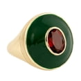 thumbnail image 1 of KIRAN FINE JEWEL Bezel Oval Red Garnet Statement Ring Yellow Gold Plated 925 Silver Anniversary Women Gemstone Enamel Statement Jewelry Gift For Her, 1 of 5