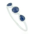 thumbnail image 1 of KIRAN FINE JEWEL Bezel Round Blue Sapphire Three Stone Ring 925 Sterling Silver Wedding Anniversary Engagement Band Ring Statement Jewelry Gift For Her, 1 of 5