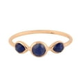 thumbnail image 1 of KIRAN FINE JEWEL Bezel Round Blue Sapphire Three Stone Ring Rose Gold Plated 925 Sterling Silver Wedding Band Ring Statement Jewelry Gift For Her, 1 of 5