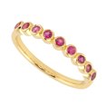 thumbnail image 1 of KIRAN FINE JEWEL Bezel Round Red Ruby Half Eternity Ring Yellow Gold Plated 925 Sterling Silver Anniversary Band Ring Statement Jewelry Gift For Her, 1 of 1