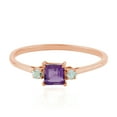 thumbnail image 1 of KIRAN FINE JEWEL Bezel Square Purple Amethyst Topaz Stackable Ring Rose Gold Plated 925 Sterling Silver Wedding Band Ring Statement Jewelry Gift For Her, 1 of 5