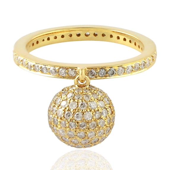 KIRAN FINE JEWEL CZ Diamond Band Ring Yellow Gold Plated 925 Sterling Silver Wedding Anniversary Women Gemstone Statement Jewelry Gift For Her