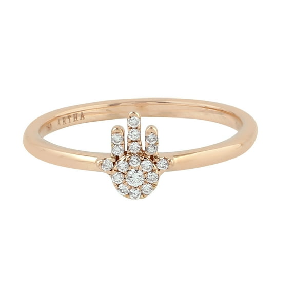 KIRAN FINE JEWEL CZ Diamond Hamsa Stackable Ring Rose Gold Plated 925 Silver Wedding Anniversary Women Gemstone Statement Jewelry Gift For Her