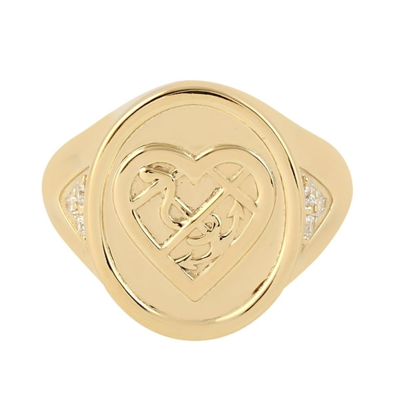 KIRAN FINE JEWEL CZ Diamond Love Statement Band Ring Yellow Gold Plated 925 Silver Anniversary Women Gemstone Statement Jewelry Gift For Her