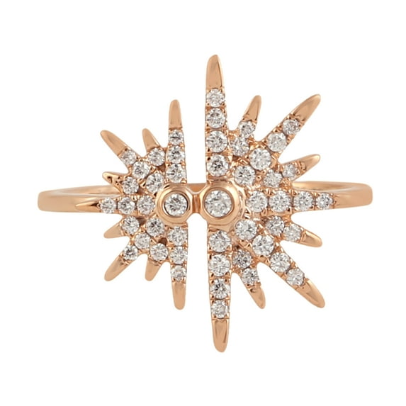 KIRAN FINE JEWEL CZ Diamond Starburst Statement Ring Rose Gold Plated 925 Silver Anniversary Women Gemstone Statement Jewelry Gift For Her