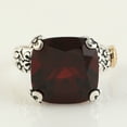 thumbnail image 1 of KIRAN FINE JEWEL Cushion Red Garnet Cocktail Band Ring Yellow Gold Plated 925 Silver Anniversary Women Gemstone Statement Jewelry Gift For Her, 1 of 5