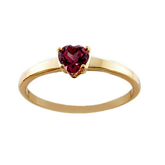 KIRAN FINE JEWEL Heart Red Tourmaline Heart Stackable Ring Yellow Gold Plated 925 Silver Wedding Women Gemstone Statement Jewelry Gift For Her
