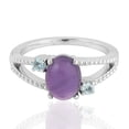 thumbnail image 1 of KIRAN FINE JEWEL Oval Purple Amethyst Topaz Cocktail Band Ring 925 Silver Wedding Engagement Women Gemstone Statement Jewelry Gift For Her, 1 of 5