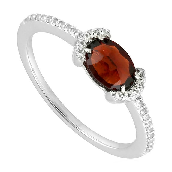 KIRAN FINE JEWEL Oval Red Garnet Topaz Wedding Ring 925 Sterling Silver Wedding Anniversary Engagement Band Ring Statement Jewelry Gift For Her