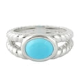 thumbnail image 1 of KIRAN FINE JEWEL Oval Turquoise Turquoise Band Ring 925 Silver Wedding Anniversary Engagement Women Gemstone Statement Jewelry Gift For Her, 1 of 5