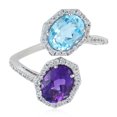 thumbnail image 1 of KIRAN FINE JEWEL Pear Blue Topaz Amethyst Cocktail Band Ring 925 Silver Wedding Anniversary Engagement Women Gemstone Statement Jewelry Gift For Her, 1 of 5